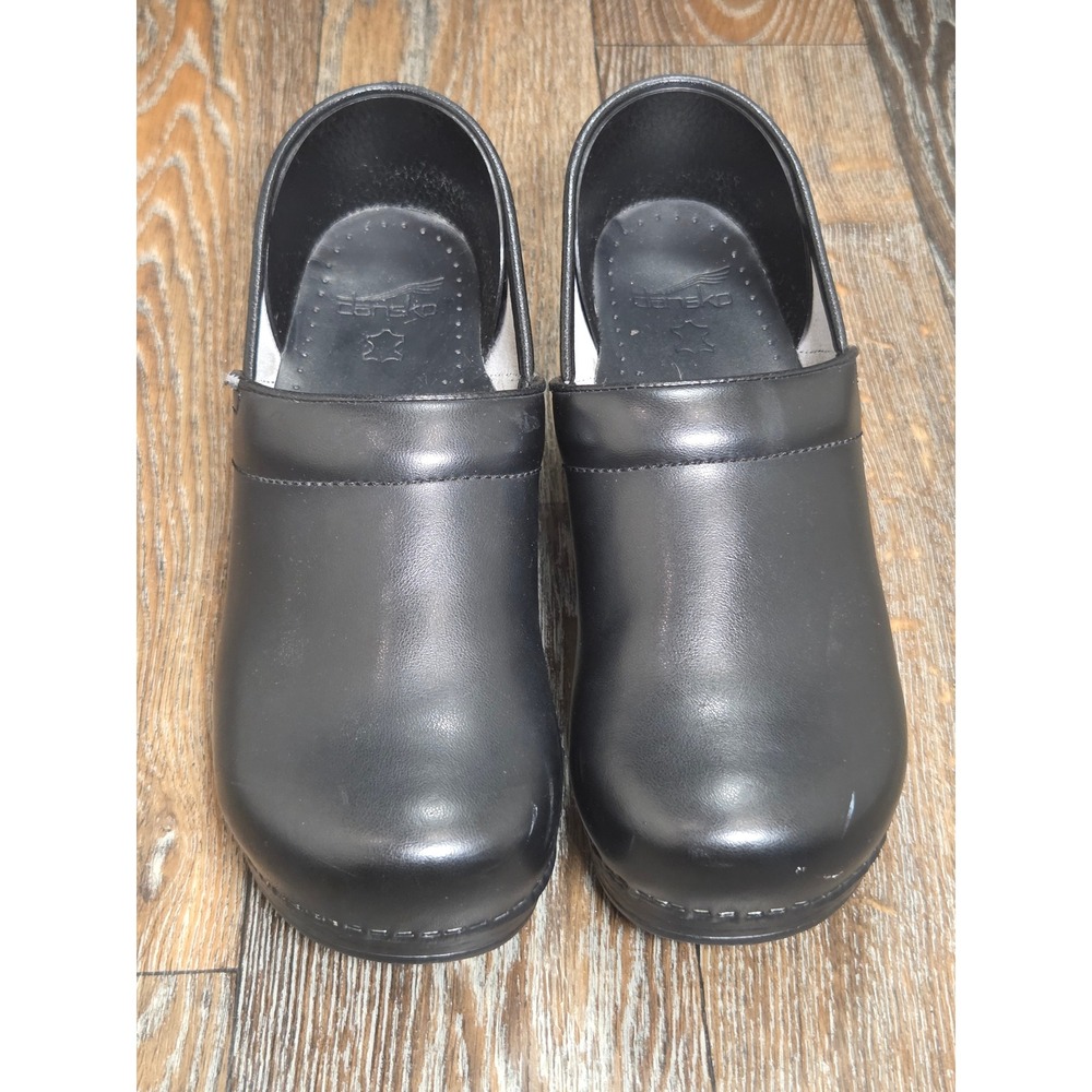 Dansko Professional Black Box Leather Clogs Womens Size 9.5  41 Nursing Shoes